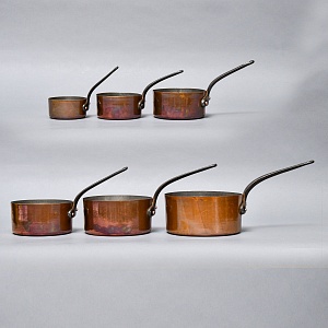 Винтажный Набор из 6-ти Ковшиков разных размеров, Медь, Франция, 60 -е годы ХХ века!