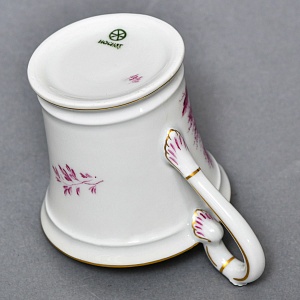 Фарфоровая Кофейная пара + тарелка «Пейзаж с башней», Hochst Германия, середина XX века. 