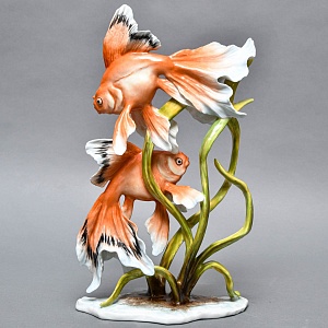 Коллекционная Фарфоровая статуэтка «Две золотые рыбки», ROSENTHAL Германия, 1974 - 1982 годы.