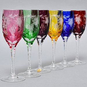Набор 6-ть Фужеров серия «Prosecco - Виноград» Цветной Хрусталь, NACHTMANN Германия, 60-е гг.