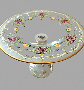 Редкость! Стеклянная Ваза - Фруктовница - Компотьер, роспись Эмали, JOSEPHINENHUTTE, Германия -50 гг. 