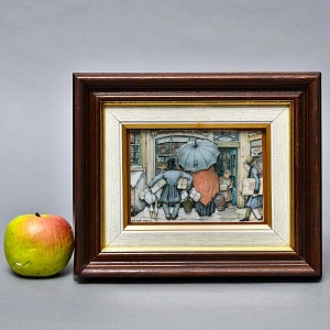 Объемная Картина - Панно в технике 3D декупаж «За покупками», 70-е годы ХХ века.