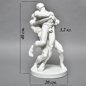 Редкость! Большая Фарфоровая статуэтка «Cпортсмены. БОРЦЫ», HEREND Венгрия, середина ХХ века.