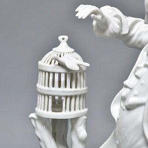 Антикварная Фарфоровая статуэтка «Птицелов с собакой», Fraureuth Германия, 1919 - 1926 годы. 