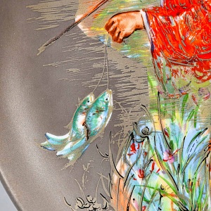 Авторская Фарфоровая тарелка - блюдо «Мистер Обата» Silver, Rosenthal Германия, 1974 - 1982 год. 