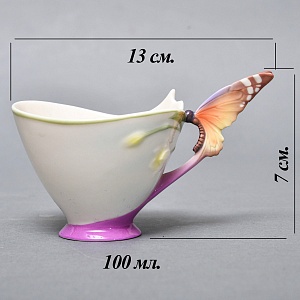 Авторский Фарфоровый Чайный сервиз «Бабочки и стрекозы» на 4 персоны, Franz Collection Тайвань.