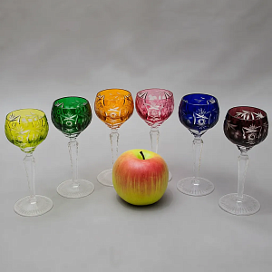 Набор 6-ть Водочных Рюмок «Виноград» Цветной Хрусталь, NACHTMANN Германия, 60-е гг.