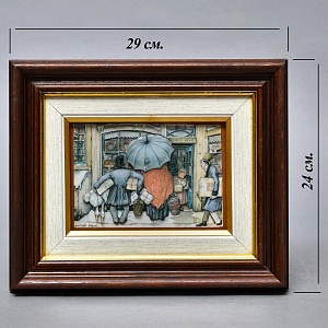 Объемная Картина - Панно в технике 3D декупаж «За покупками», 70-е годы ХХ века.