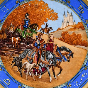 Коллекционная Фарфоровая тарелка «Соколиная охота», Hutschenreuther Германия. 