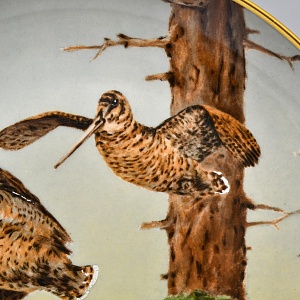 Коллекционная Фарфоровая Тарелка - Блюдо «Дикая Природа. Летящие Бекасы», KAISER Германия. 