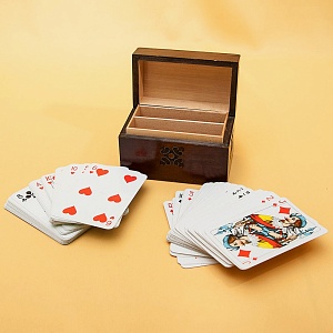 Набор - Винтажные Игральные Карты 2 × 55 карт в деревянной шкатулке, Франция середина ХХ века.