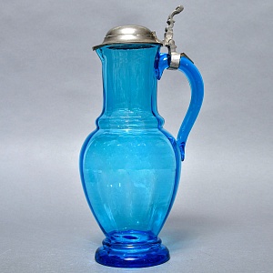 Антикварный Стеклянный Набор Кувшин + Стаканы «Аквамарин» Германия - 30-е годы ХХ века.