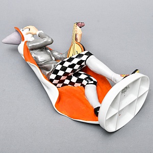 Антикварная Фарфоровая скульптура «Паяц с мандолиной», ROSENTHAL Германия - 1922 год.