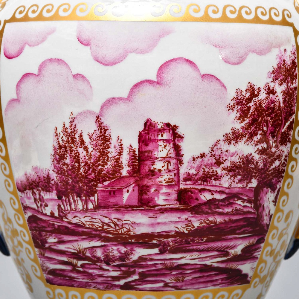 Коллекционные Парные Фарфоровые Вазы в стиле Ампир, Giulia Mangani Италия, середина ХХ века. 