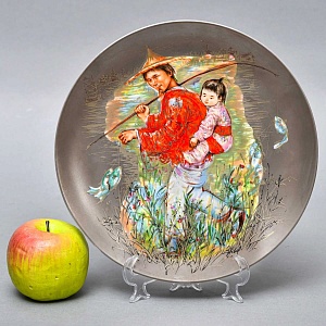 Авторская Фарфоровая тарелка - блюдо «Мистер Обата» Silver, Rosenthal Германия, 1974 - 1982 год. 