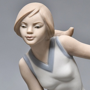 Парные Фарфоровые статуэтки «Теннисистка и Теннисист», Lladro Испания, 1982 - 1987 годы. 