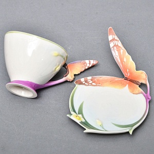 Авторский Фарфоровый Чайный сервиз «Бабочки и стрекозы» на 4 персоны, Franz Collection Тайвань.