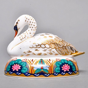 Коллекционное Пресс - Папье, Фарфоровая Статуэтка «ЛЕБЕДЬ», Royal Crown Derby Англия. 