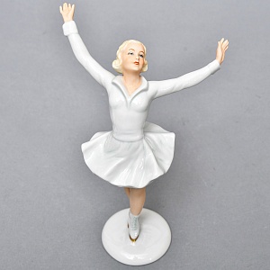 Коллекционная Фарфоровая статуэтка «Девушка фигуристка», Schau Bach Kunst Германия, 1953 - 1962 годы.