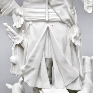 Антикварная Фарфоровая статуэтка «Старый Фриц. Король Пруссии Фридрих II с собаками»,  Volkstedt Германия.