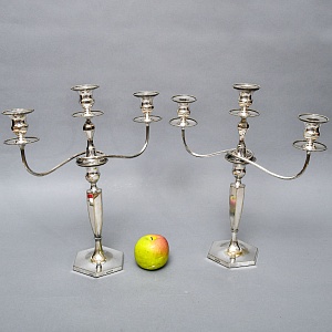 Пара Больших Антикварных Канделябров Подсвечников Silverplated, SHEFFIELD Англия начало ХХ век.