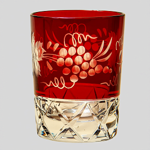 Графин и Четыре Стакана «Виноград» из Цветного Хрусталя DOROTHEENHUTTE Западная Германия 60гг.