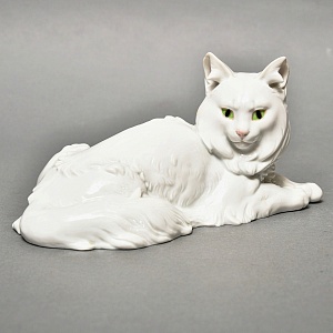 Антикварная Фарфоровая статуэтка «Белая кошка», ROSENTHAL Германия - 1926 год.