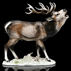 Большая Фарфоровая статуэтка «Благородный ОЛЕНЬ», ROSENTHAL Германия, середина ХХ века. 