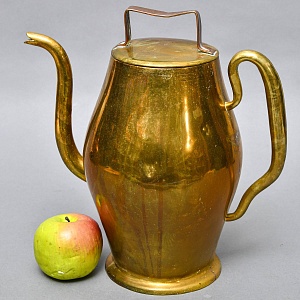 Антикварный Латунный Кофейник - Чайник - Кувшин на 4,5 литра, Франция начало ХХ века.