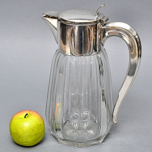 Винтажный Хрустальный Графин - Кувшин на 2,8 литра с Колбой для льда, Silverplated Германия. 