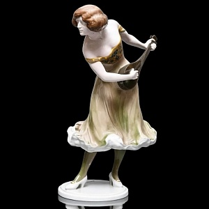 Антикварная Фарфоровая статуэтка «Карнавал. Девушка с лютней», Rosenthal Германия - 1914 год. 