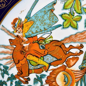 Коллекционное Блюдо - Тарелка «Мифы, сказания. Курьер Чингисхана» Фарфор Hutschenreuther Германия. 