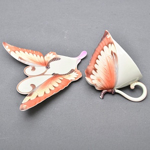 Авторский Фарфоровый Чайный сервиз «Бабочки и стрекозы» на 4 персоны, Franz Collection Тайвань.