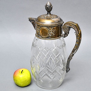 Старинный Антикварный Хрустальный Графин - Кувшин на 4 литра. Silverplate, Германия начало ХХ века.