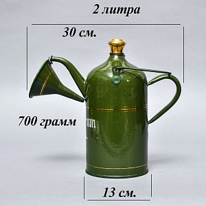 Антикварная Канистра для бензина с воронкой - Эмалированный Бидон на 2 литра, Германия начало ХХ века.
