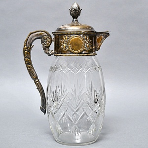 Старинный Антикварный Хрустальный Графин - Кувшин на 4 литра. Silverplate, Германия начало ХХ века.