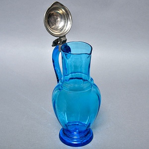 Антикварный Стеклянный Набор Кувшин + Стаканы «Аквамарин» Германия - 30-е годы ХХ века.