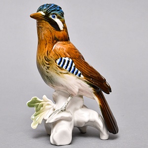 Птица - Фарфоровая статуэтка «Сойка», Karl Ens Германия, первая половина ХХ века.