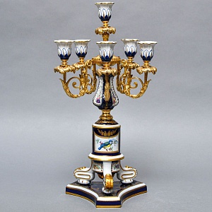 Редкость! Большой Фарфоровый Канделябр - Подсвечник на 6-ть свечей, Giulia Mangani Италия, середина ХХ века. 