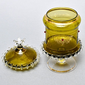 Антикварная Стеклянная Конфетница - Бисквитница - Доза, Германия конец XIX века. 