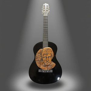 Авторское Настенное Панно «Гитара и Владимир Высоцкий», медь, СССР 80-е годы ХХ века.