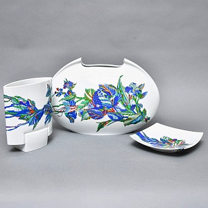 Декоративный комплект - Две Вазы и Блюдо из коллекции TASCA, Фарфор Rosenthal Германия, 80-е годы.