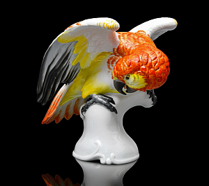 Авторская Фарфоровая статуэтка «ПОПУГАЙ Оранжево - Желтый», ROSENTHAL Германия - 1938 год. 