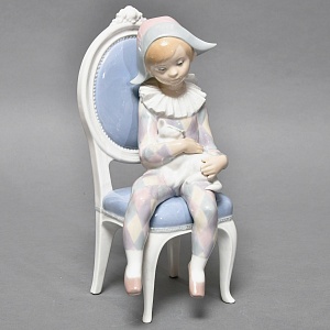 Коллекционная Фарфоровая статуэтка «Маленький Арлекин с кошкой», Lladro (Лядро) Испания.