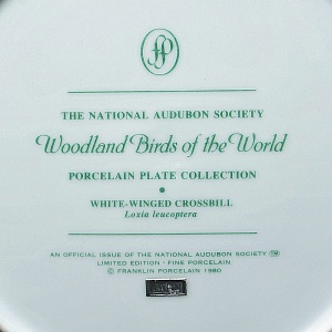 Коллекционная Тарелка - Блюдо «Клест Белокрылый» Фарфор, Franklin Porcelain США - 80-е гг..