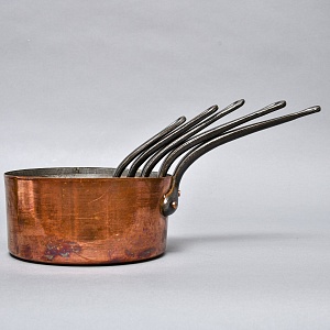 Винтажный Набор из 5-ти Медных Ковшиков разных размеров Франция, середина ХХ века.