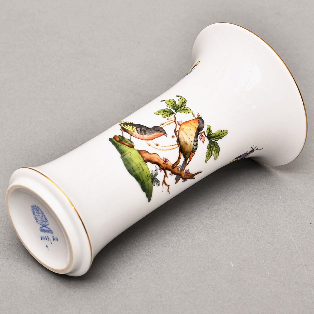 Небольшая Коллекционная Ваза для цветов «ROTHSHILD BIRDS», Фарфор Herend Венгрия.