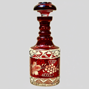 Графин и Четыре Стакана «Виноград» из Цветного Хрусталя DOROTHEENHUTTE Западная Германия 60гг.