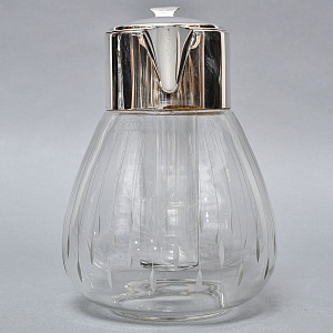 Винтажный Стеклянный Кувшин - Графин на 3 литра с Колбой для льда, Silverplated Германия. 