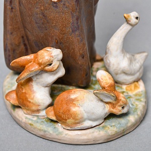 Коллекционная Фарфоровая статуэтка «Юный монах и его паства», Lladro серия Грес, Испания. 